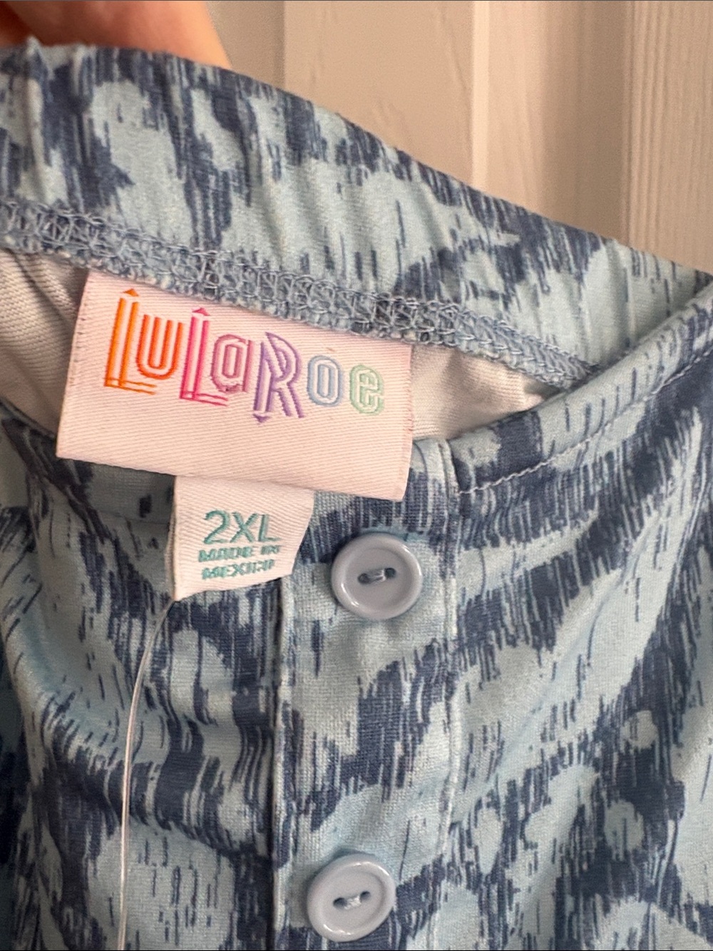 LuLuRoe Amanda Blue Printed Tiered stretchy soft Sundress Womens Plus Size 2XL - Picture 3 of 5